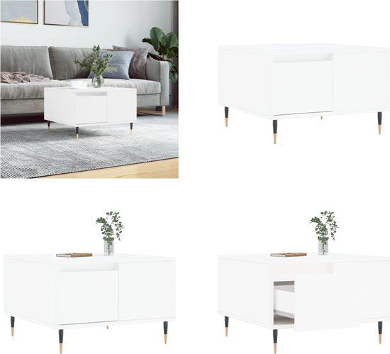 vidaXL Salontafel 55x55x36,5 cm bewerkt hout wit