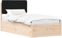 vidaXL Bedframe met Gevoerde Hoofdbord Zwart 75 x 190 cm