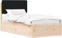 vidaXL Bedframe met Gevoerde Hoofdbord Zwart 75 x 190 cm