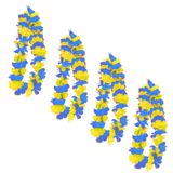 Merkloos 24x Blauw/gele hawaii slingers