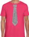 Bellatio Decorations Chemise pour homme - cravate paillettes argent - rose - carnaval - fête ringard M