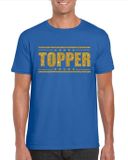 Bellatio Decorations Shoppartners Bv Blauw Topper shirt in gouden glitter letters heren - Toppers dresscode kleding XXL