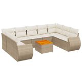 vidaXL 10-delige Loungeset met kussens, polyrattan, beige