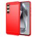 Samsung Coque Samsung Galaxy S24 FE en TPU Brossé - Fibre de Carbone - Rouge