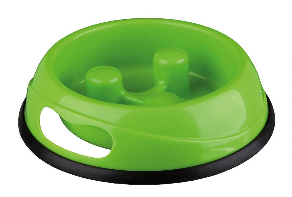 TRIXIE Voerbak Slow Feed Kunststof Anti-Slip Assorti - 20 CM - 450 ML - groen