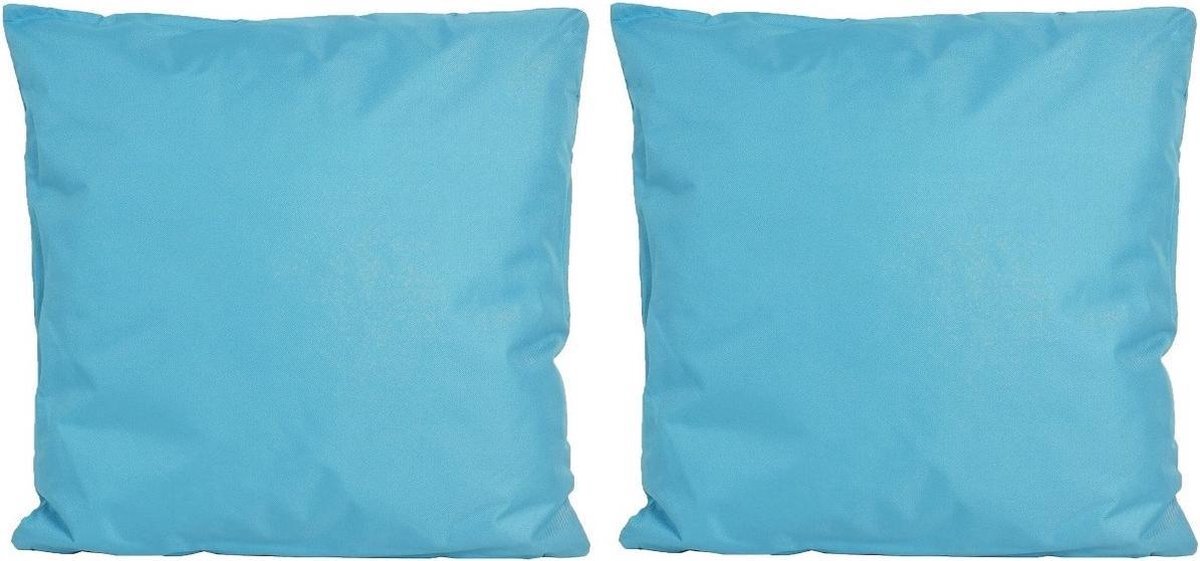 Anna's Collection Set van 2x stuks bank/Sier kussens voor binnen en buiten in de kleur lichtblauw 45 x 45 cm - Tuin/huis kussens