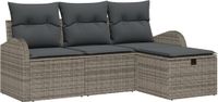 vidaXL Tuinbank Set 4-delig Grijs Polyrattan