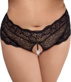 Cottelli Curves Uitdagend Open Slipje met Ketting Zwart XL