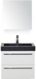 BES LED Seville Badmeubelset 60 cm - Wit Hoogglans - Wastafel Hardsteen Wit Lucca met Spiegelkast