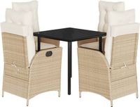 vidaXL 5-delige tuinset met kussens, beige, polyrotan