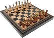pièces d'échecs italiennes, modèle classique, métal/bois + échiquier, or/noir, 35