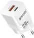 BWOO Chargeur rapide universel double port USB-C et USB 20W Blanc