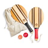 two46 | Premium Beach-Bat Set | Frescobol - De populaire sport uit Zuid-Amerika | Handgemaakte, hoogwaardige rackets van hout, bal keuze voor verschillende niveaus, aangepaste tas (Rio Classico)