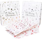 HEKU XL-cadeautasjes 'Merry Christmas' hoogglans-look, set van 24, in rood, zilver, goud, gerecycled papier, 33 x 26 x 13 cm, met linten en klapkaarten, ideaal voor kerstcadeaus