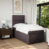 vidaXL Boxspringbed met matras, stof, donkerbruin, 180x200 cm