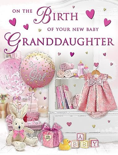Babykaart Geboorte Van Kleindochter - 8 x 6 inch - Piccadilly Greetings