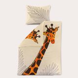 NOUS Kids katoenen dekbedovertrek 1 persoons (140x200 cm) Beige Dierenprint