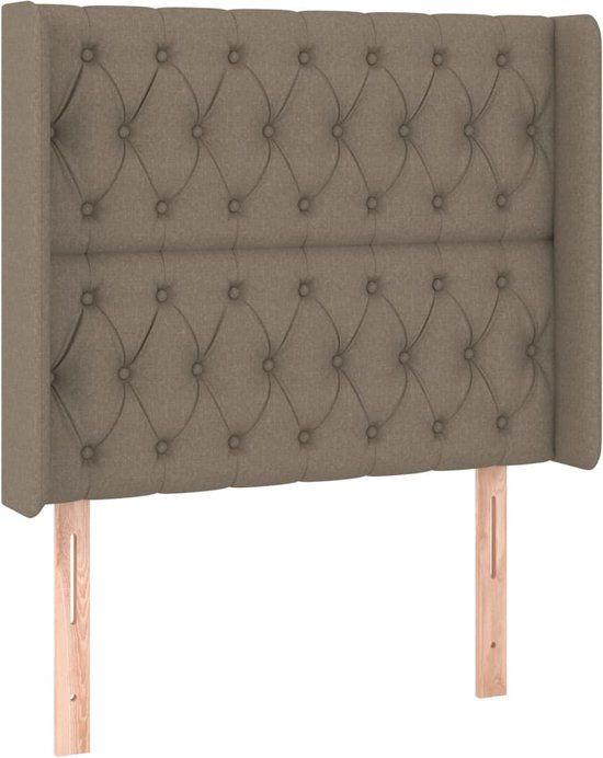 vidaXL Hoofdbord met randen 103x16x118/128 cm stof taupe