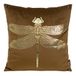 Elegante fluwelen kussenslopen, sierkussen met opdruk, 45 x 45 cm, overtrek van fluweel, zacht bankkussen patroon design goud zilver libelle bijen Hummel lotus bladeren