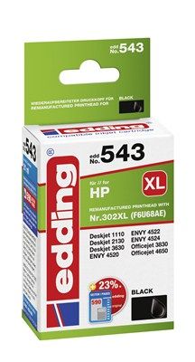 Edding EDD-543 - Zwart - Inktcartridge - HP - 590 pagina's - F6U68AE