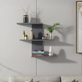 Hanah Home Stijlvolle wandplank, antraciet, 69,8 x 21,4 x 59,6 cm, 100% melamine gecoat deeltjesbord, 18 mm dik, veelzijdige opslagoplossing voor moderne ruimtes