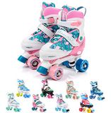 Rolschaatsen Voor Kinderen en Tieners - Verstelbare Inlineskates met elk 4 wielen - Comfortabele Retro Rolle Skates voor Meisjes en Jongens