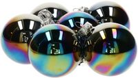 Decoris Kerstballen - 12 stuks - zwart parelmoer - 8 cm - glas - glans en mat