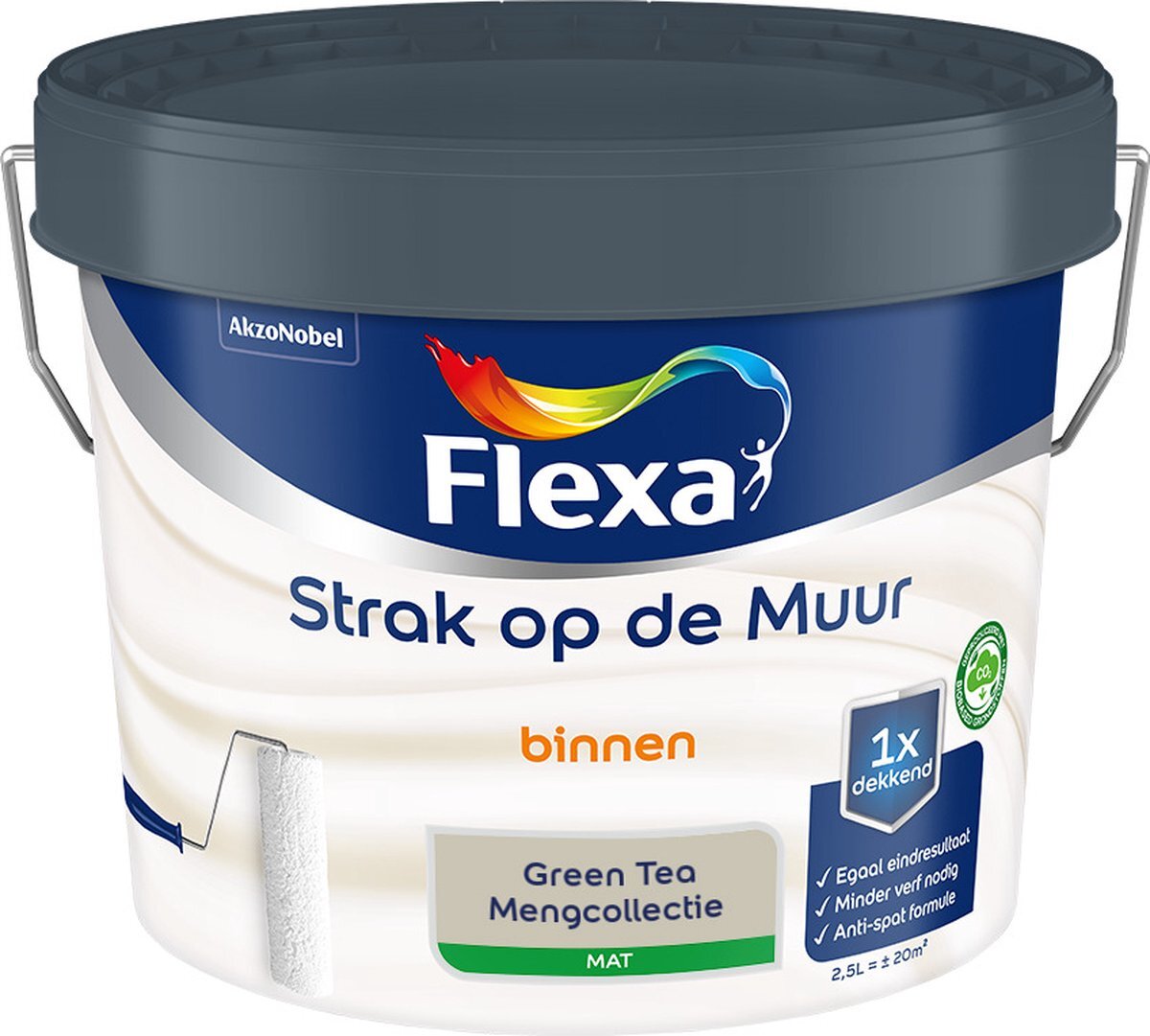 FLEXA Strak op de muur Muurverf - Mengcollectie - Green Tea - 2,5 liter