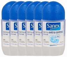 Sanex Deo Roller - Dermo Extra Control - Voordeelverpakking 6 x 50 ML