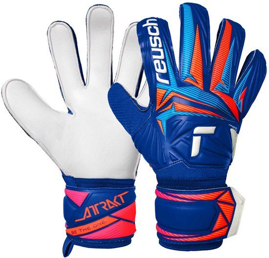 Reusch Attrakt Solid Keepershandschoenen - Blauw/Wit/Oranje - Maat 9.5