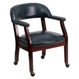 Flash Furniture Conferentiestoel met accent nagelbekleding en wielen, hout, marineblauw vinyl, set van 1