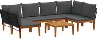 vidaXL - 7-delige set massief acaciahout en touw naturel tuinbank