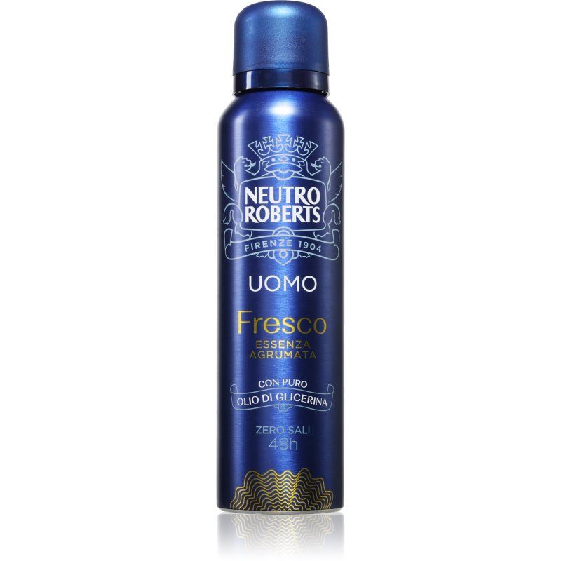 Neutro Roberts Men's Deodorant with Citrus Essence and Odor Blockers Aluminum-Free Stain-Free with Pure Glycerin Oil Dermatologically Tested 150ml 48h Citrus Essence