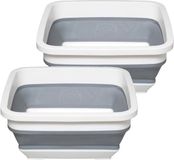 5Five Afwasteil/afwasbak opvouwbaar - 2x - wit/grijs - vierkant - 32 x 15 cm - 8 liter - kunststof