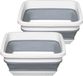 5Five Afwasteil/afwasbak opvouwbaar - 2x - wit/grijs - vierkant - 32 x 15 cm - 8 liter - kunststof