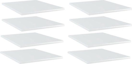 vidaXL Wandschappen 8 stuks 40x50x1,5 cm bewerkt hout hoogglans wit