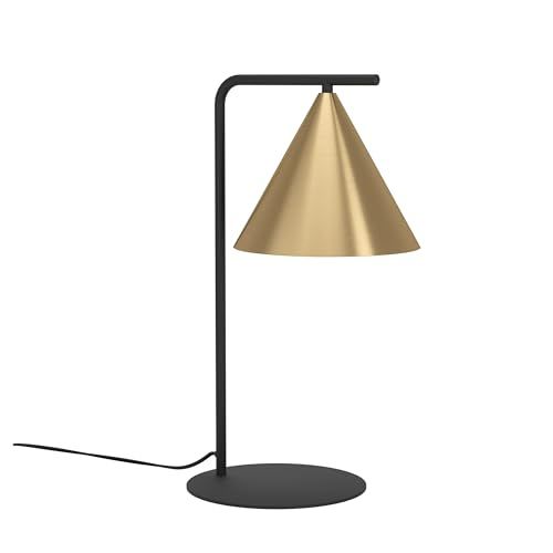 EGLO Tafellamp Narices, 1-lichts nachtlampje, minimalistisch nachtlamp van metaal in mat messing, goud en zwart, tafel lamp voor woonkamer met schakelaar, E27 fitting