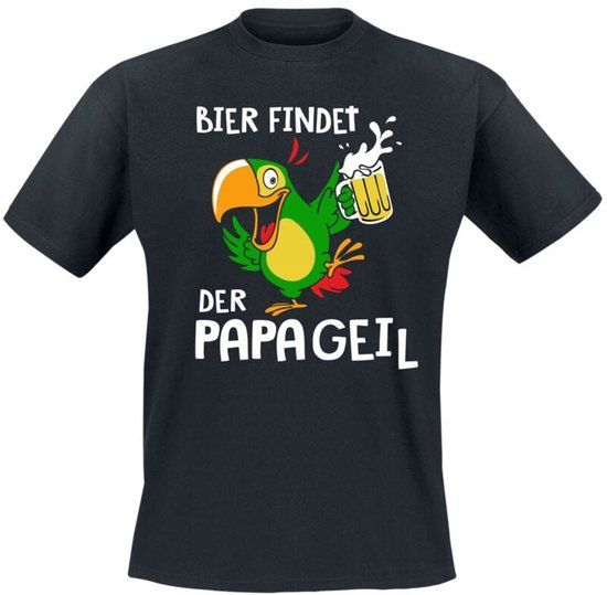 Funshirt Bier findet PapageiL Heren T-shirt - Zwart - M