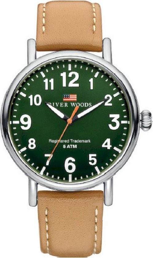 River Woods RW420020 Sacramento horloge Heren - Bruin - Leer 42 mm