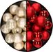 Decoris Kerstversiering 32x stuks kunststof kerstballen mix van champagne en rood 4 cm