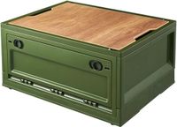 Famanu - Opbergdozen met Deksel 38L Stapelbaar Campingbox voor Auto Kofferbak Organizer Plastic Opbergdoos met 4 Wielen Camping Accessoires voor Reizen, Groen