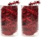 Euromarchi 2x stuks folie tinsel slingers/guirlandes rouge 20 mètre guirlandes de Noël extra long