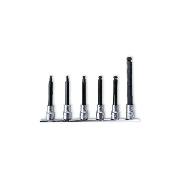 Beta 910BP/SB6L Set van dopsleutels met kogelkop voor binnenzeskant schoeven | 3/8" aansluiting | verchroomd