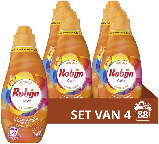 Robijn Vloeibaar Wasmiddel Color 4 flessen 88 wasbeurten