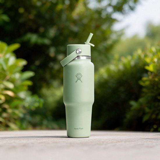 Hydro Flask Wide Mouth Flex Straw Cap Aloe reisfles, 946 ml