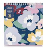 Busy B Bureaukalender 2026, januari tot dec, bloemenkalender 2026 met ingebouwde standaard en flip-top binding, bureaukalender voor kantoor of thuis, jaarplanner met vakken voor georganiseerde