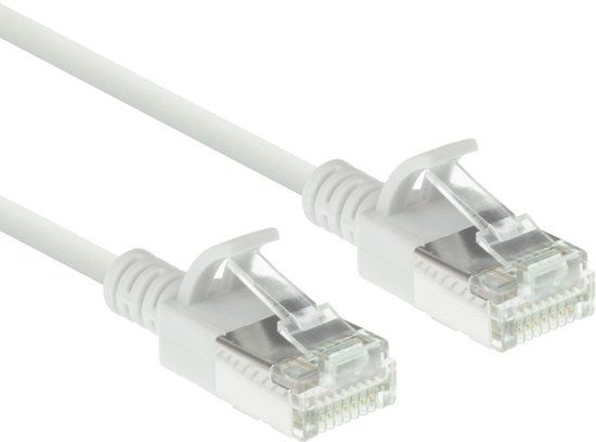 ACT Witte 0,25 meter LSZH U/FTP CAT6A datacenter slimline patchkabel snagless met RJ45 connectoren