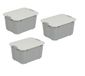 BranQ Home essential VELUR Universele bewaardoos met deksel, set van 3, 16 l, BPA-vrije kunststof (polypropeen), lichtgrijs