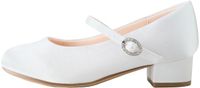 Next - Meisjes - Vlekbestendige satijnen Mary Jane-schoenen met hak voor bloemenmeisjes, brede pasvorm (G) - Wit