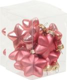 Merkloos / Sans marque Othmar Decorations Kerstornamenten - sterren - 24 stuks - bubblegum roze - 4 cm - glas